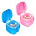 Supvox organizer 2 pieces of toothbox plastic container pink container container with lid tooth brace fitting container prosthesis cup box prosthesis bath cup outdoor prosthesis container