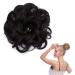 Messy Updo Hairpiece Scrunchy Scrunchie Hair Bun Extension Dark Black Curly Hair Ribbon Ponytail Extensin Donut Hair Chignons Normal Dark Black