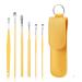 Ear Cleaning Artifact Stainless Steel Earpick Ear Cleaning Set Spring Spiral Ear Cleaning Tool Portable 6-Piece Set Yellow 150*28mm