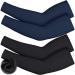 4 Pieces Thermal Arm Warmer Compression Arm Sleeve for Men Women Winter Outdoor Activities Cycling Basketball Running Black, Navy Blue Medium