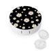 Bagea-Ka White Yellow Daisy Flower Black Pattern Contact Lens Case Box Eye Care Kit Holder Mirror Box with Tweezers Remover Tool Solution Bottle for Outdoor Travel & Home