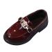 Girls Slip On Leather Shoes Loafer Rhinestone Decoration School Dress Shoes For Girls Toddler Slippers Boy Wine 3.5-4 Years Toddler