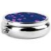 Red Petals Blue Background Portable Metal Pill Box - Mini 3-Compartment Travel Accessory for Small Pills - Hinged Design - Buy Online on GoSupps.com