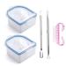 Nail Soaking Bowl Set 2PCS Finger Soaking Bowl Handle Grip Nail Brush Triangle Cuticle Peeler and Stainless Steel Cuticle Pusher Nail Art Tool for Fingernail Toenail Caring Cleaning Brushes Kit set3