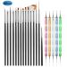 JOYJULY 20PCS Professional Nail Art Brushes Set Nail Design Tools 15pcs Nail Detail Brush Kit 5pcs Nail Art Pens Dotting Tools-BLACK