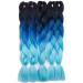 SEGO 5 Packs 24 Afro Braid Hair Extensions - Crochet Synthetic Hair in Black Dark Blue & Light Blue | International Shipping - Buy Online on GoSupps.com