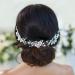 Handcess Flower Wedding Hair Vines Silver Pearls Crystal Headpieces Leaves Rhinestone Bridal Hair Accessoreies for Women and Girls