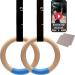 Wooden Gymnastic Rings with Adjustable Straps - 1.25 Non-Slip Olympic Rings 1600lbs - 15ft Long Numbered Straps - Quick Install Cam Buckle - For Pull Ups Cross-Training and Home Gym Full Body Workout