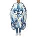 55x66 Inch Adult Barber Cape Watercolor-Blue-Fleur-De-Lis Adult Haircut Cape With Snap Closure