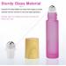 Frosted Glass Essential Oil Roller Bottles 10pcs Pink - 10ml Empty Perfume Bottles with Wood Grain Cap & Stainless Steel Roller Balls - Buy Online on GoSupps.com