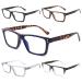 Yuluki 5 Pack Reading Glasses Blue Light Filter Reading Aid for Men Rectangle Frame Glasses Spring Hinge 2.0 5 Pack Mix 2.0 x