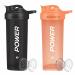 ACUNA POWER Shaker Bottle For Protein Powder 700 ml (Pack Of 2) | BPA Free Leakproof Screw On Lid Secure Drink Flip Cap Sports Gym Supplement Protein Shake Bottle (Metallic Black - Tangy Orange) 700 ML Black - Tangy Orange