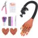 Practice Hand for Acrylic Nails-Flexible Moveable Nail Training Hand Kits, False Mannequin Hands with Fake Nail Tips, Nail Files and Clipper A-Brown