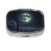 Moon and Basketball Printing 2 Compartment Small Pill Case Cute Small Pill Box Purse Pill Boxs Travel Pill Organizer for Pocket Purse and Travel Gifts