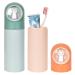 Zimoer 2 pieces toothbrushes etui for children portable trip toothbrushes cover dust protection toothbrush shell toothbrushes box storage holder for at home camping hiking school (orange + green)