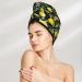 Hair Towel Wrap - Quick Drying Towel Turban with Button for Effortless Hair Care | Lemon Fruits & Flowers Design - Buy Online on GoSupps.com