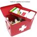 Vintage Red Metal First Aid Box - Large Medicine Storage Tin for Home - 12.6 x 8.3 x 7.7 inches - Funly mee Medicine Box - Buy Online on GoSupps.com