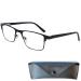 Mini Brille Metal Blue Light Blocking Reading Glasses Rectangle Lenses Stainless Steel Frame (Black) Women and Men Anti Blue Light Filter Black 1.5 Dioptres