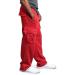 Men's Heavyweight Cargo Sweatpants - Red Stretch Jogger Sports Pants | Elastic Waist | Drawstring Trousers - Size Medium - Buy Online on GoSupps.com