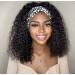 IVCoco Curly Headband Wig Human Hair Glueless None Lace Front Wigs, Headband Human Hair Wigs 180% Density, 10A Grade Brizilian Human Hair Machine Made (14 Inch, Natural Color)… 14 Inch (Pack of 1) Curly wave-1B