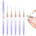 Nail Art Liner Brushes 5Pcs 4/8/12/20/25mm Painting Nail Art Brush Set Nail Dotting Drawing Tool Nail Art Design Brush Detail Brush for Long Lines Thin Details Fine Drawing(Purple)