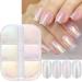 6 Colors Chrome Nail Powder Metallic Mirror Effect Aurora Magic White Pearl Chrome Nails Powder for Nail Art Gel Polish, Mica Powder Iridescent Nail Powder Manicure Pigment Type1-6 Grids