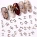 52 Pcs 3D Metal Nail Studs Decoration Glitter Silver Capital English Letters and Rhinestone Combination Set DIY Designs Supplies for Women
