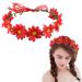 Drokit Red Daisy Flower Headband Sunflower Hair Wreath Boho Floral Wreath for Women Girls Daisy Flower Headband Bridal Headpiece Hair Accessory One Size