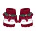 Toddler Kids Puppy Flip Top Short Knitted Half Finger Gloves for 3-8 Yrs Elk/Red