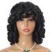 Afro Curly Wigs for Black Women Short Curly Wig with Bangs Soft Big Bouncy Fluffy Big Curls wig Heat Resistant Synthetic Wig for Daily Party Use (Natural Black 14Inch)