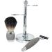 Premium Stainless Steel Razor Holder & Shaving Brush - Stylish Men's Shaving Set with Roof Hair Wood Handle - Ideal for 3-Blade Razors (11x17cm) - Buy Online on GoSupps.com