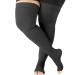 Extra Wide Men and Womens Compression Thigh High 20-30mmHg - Opaque Support Stockings with Open Toe for Circulation during Sports Nursing Running - Black 4X-Large - A213BL7 4X-Large Black