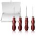 Awl Tool Wooden Handle Scratch Awl Gourd Shape Sewing Awl with Box Leather Craft Repair Tools Awl Tool for Scratch Wood Leather Sewing Punch (4 PCS)