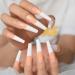 Extra Long Beige White XXL Coffin Artificial Nails - Shiny French Press-On Tips 24 PCs Kit for DIY Nail Art - Buy Online on GoSupps.com