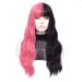 Morticia Long Wavy Wig - Half Pink & Half Black Full Bangs | Melanie Martinez Inspired - International Shipping - Buy Online on GoSupps.com