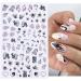 Decoration Floral Geometry Leaves Nail Stickers 3D Gothic Hollow Black White Flowers(F-811) - Buy Online on GoSupps.com