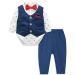 mintgreen Baby Boys Formal Outfit 3 Pieces Newborn Gentleman Wedding Tuxedo Bodysuit + Waistcoat + Trousers Blue 12-18 Months