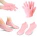 Aluroice 2 Pairs Silicone Moisturizing Socks Gloves for Dry Cracked Feet Hand Women Soft Gel Pedicure Foot Spa Aloe Socks Anti-Slip Moisturizerl Socks for Dry Cracked Feet Overnight Foot Hand Care