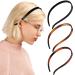 BIKCZEWIN 3 Pieces No Slip Headbands for Women Girls with Glasses Flex No Pressure Skinny Teeth Comb Plastic Hair Loop Hair Accessories Hair Band