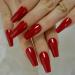 A N K 24 pieces Long Coffin Bellarine Tapered full coverage glossy false Nails Fake Arcylic press on nails hand manicure for women and girls (red)