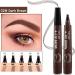 Microblading Eyebrow Pen - Professional 4-Point Pencil for Natural Looking, Waterproof Makeup with Gift - Dark Brown - Buy Online on GoSupps.com