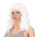 SWACC Short Curly Wavy Bob Wig with Bangs in White - Medium Length Synthetic Hair Wig for Women - Buy Online on GoSupps.com