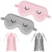 Lusofie 2Pcs Sleep Mask for Kids Girls Silk Sleep Mask Adjustable Coulpe Eye Sleeping Mask Blindfold Eye Covers with Storage Bag for Girls Boys Adult(Gray Pink)