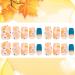 Fall Press on Nails - Short Square False Nails with Maple Leaf Design | Thanksgiving Full Cover Autumn Glossy Nude Pink Manicure - Buy Online on GoSupps.com