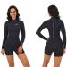 MWTA Womens Shorty Wetsuit, 2mm Neoprene Long Sleeve Swimsuit with Back Zip, Offers UV Protection, Wetsuit for Diving Snorkeling Swimming Surfing Black 6 (5'4"-5'6" / 110-125 LB)