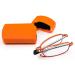 Cokobin foldable reading glasses made of stainless steel mini anti-blue long help for women and men reading aid with hard shell case (orange +2.5) orange +2.5