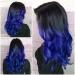 Sallcks Ombre Blue Wig Long Wavy Wig for Women Side Part Colored Synthetic Heat Resistant Wig for Daily Party Costume Halloween