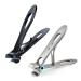 2x Nail Clipper Set Thick Toenail & Fingernail Cutter with Wide Jaw Opening Stainless Steel Silver & Black