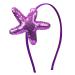 Star Headband Laser Star Glitter Hair Band Starfish Sequin Hair Accessories Girls Women Birthday Seaside Pool Party (Purple)