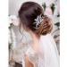 Bridal Sapphire Crystal Hair Comb Pearl Blue Crystal Leaf Marquise Hair Piece Prom Party Festival Wedding Hair Accessories for Women and Girls (Silver) Snap Clips - Buy Online on GoSupps.com
